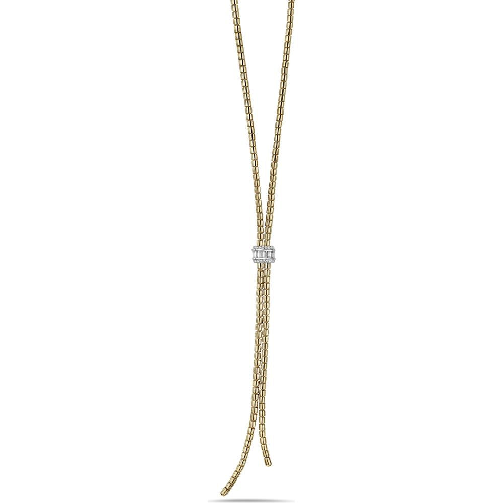Diamond Gold Tube Lariat 24" Necklace in 18K Yellow Gold by Charles Krypell