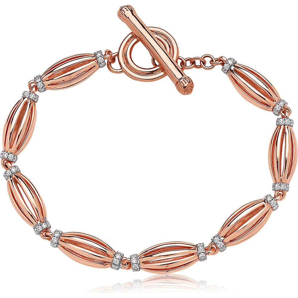 Diamond Graduated Barrel Birdcage Bracelet in 18K Rose Gold by Charles Krypell