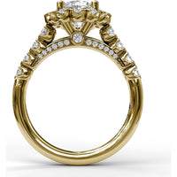 Diamond Halo Engagement Ring Setting with Single Row Pavé Band by Fana - 0.73 Carat Total Diamond Weight
