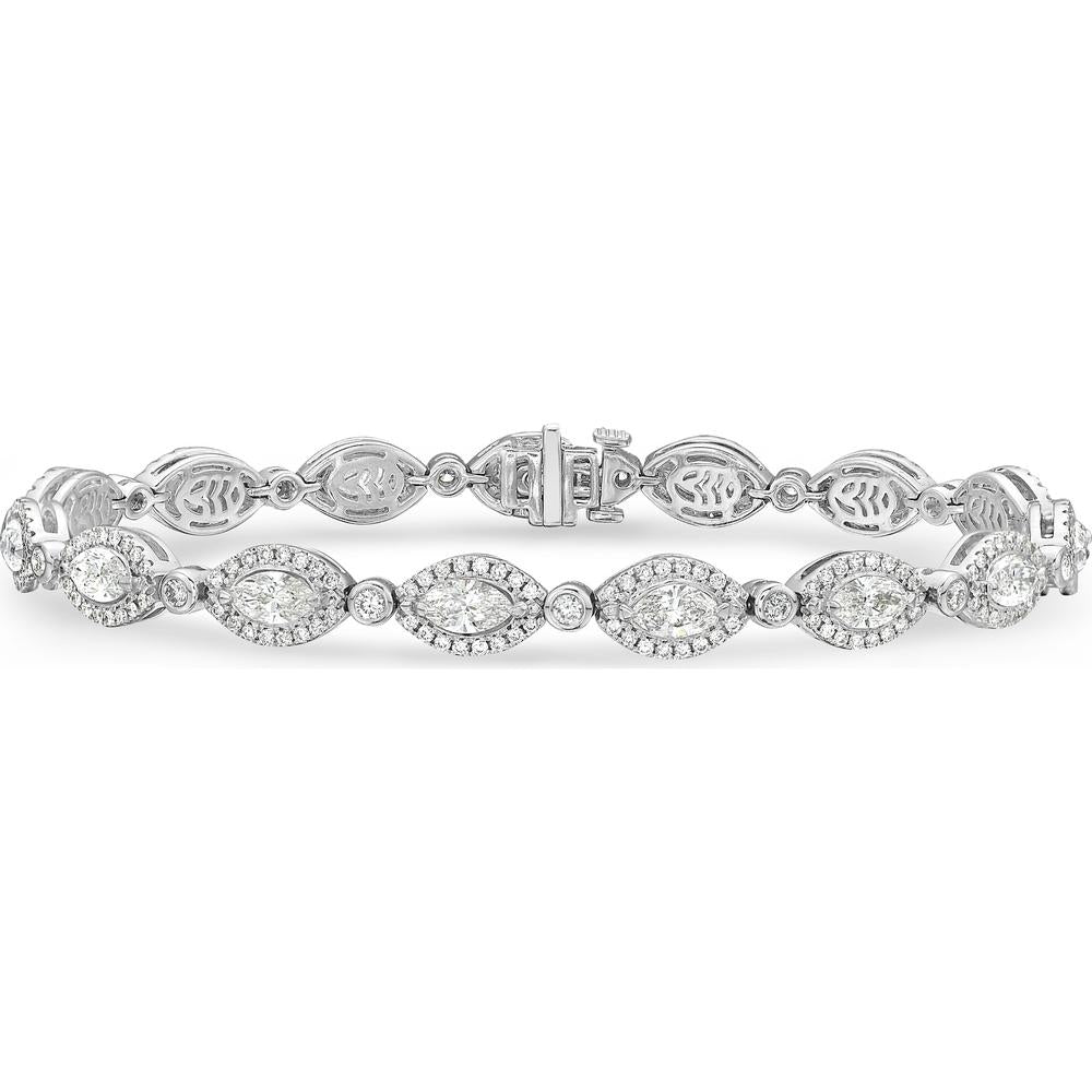 Diamond Halo Link Bracelet in 18K White Gold by Charles Krypell