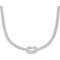 Diamond Hercules Knot Necklace in 18K White Gold by Charles Krypell