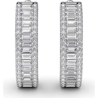 Diamond Hoop Earrings with Horizontal Baguette and Round Diamonds by Fana - 1.38 Carat Total Diamond Weight
