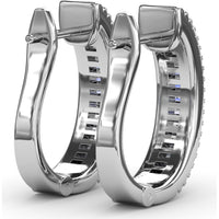 Diamond Hoop Earrings with Horizontal Baguette and Round Diamonds by Fana - 1.38 Carat Total Diamond Weight