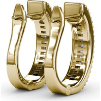 Diamond Hoop Earrings with Horizontal Baguette and Round Diamonds by Fana - 1.38 Carat Total Diamond Weight