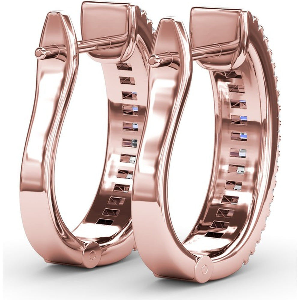 Diamond Hoop Earrings with Horizontal Baguette and Round Diamonds by Fana - 1.38 Carat Total Diamond Weight