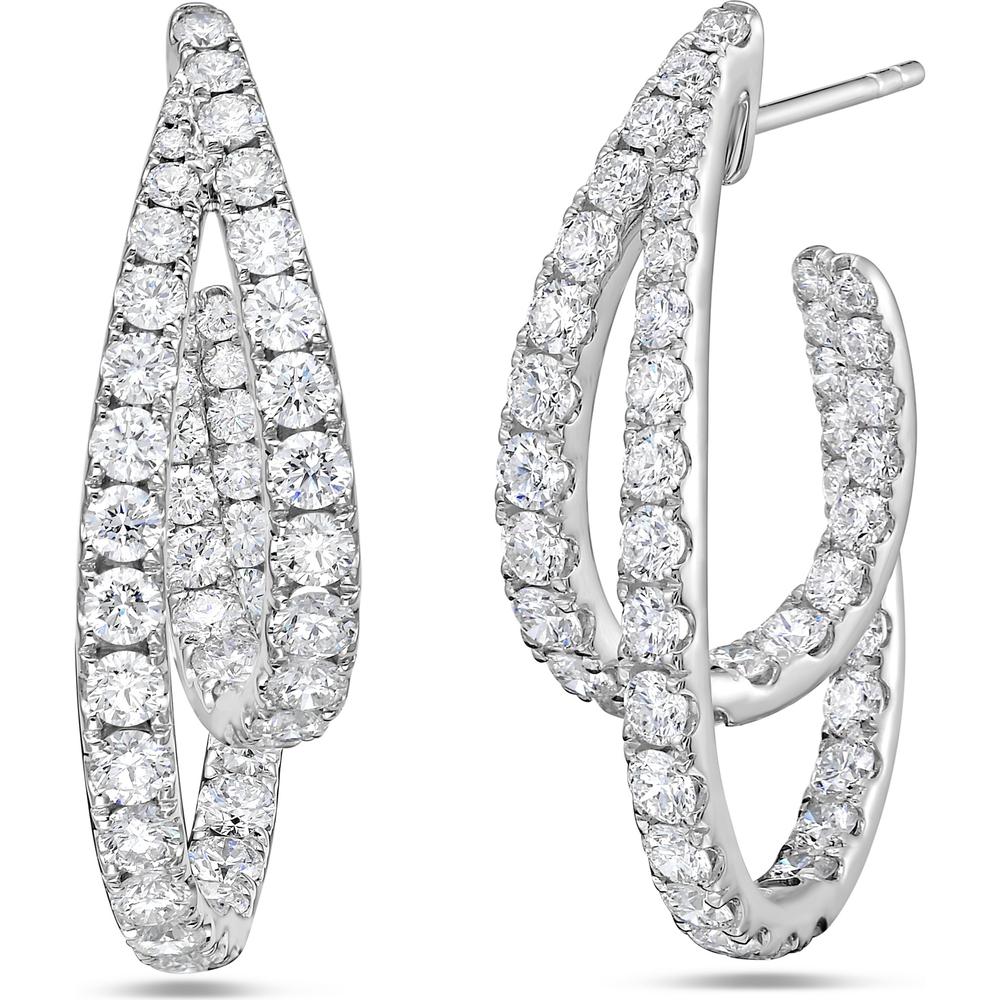 Diamond Intertwining Double Hoop Earrings in 18K White Gold by Charles Krypell
