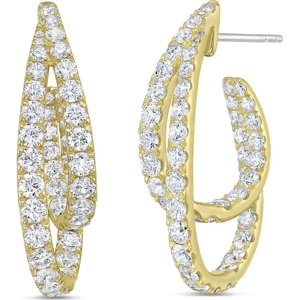 Diamond Intertwining Double Hoop Earrings in 18K Yellow Gold by Charles Krypell