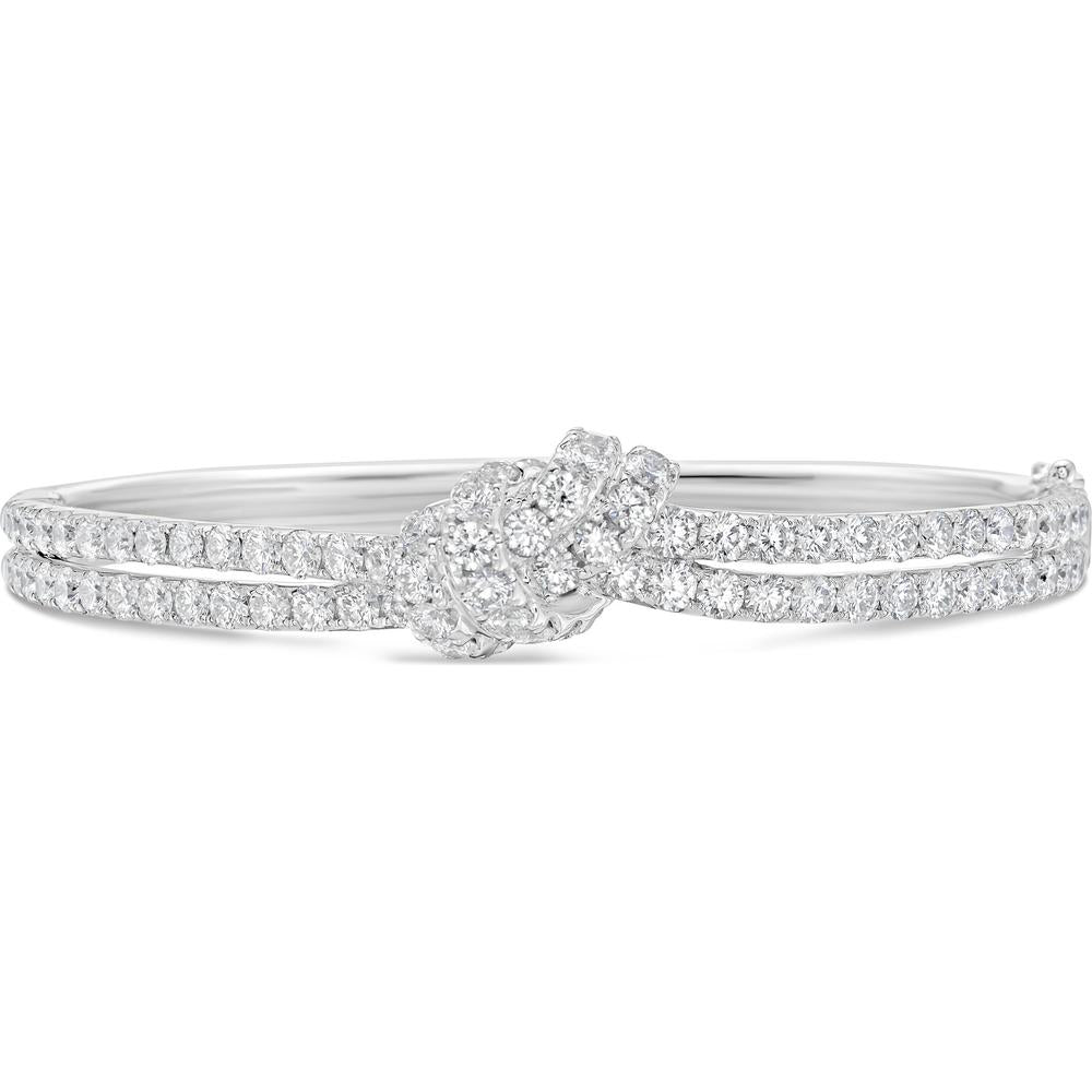 Diamond Knot Bangle Bracelet in 18K White Gold by Charles Krypell