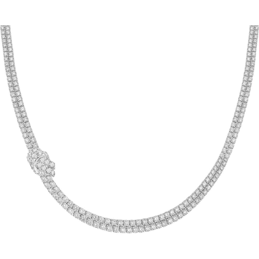 Diamond Knot Necklace in 18K White Gold by Charles Krypell