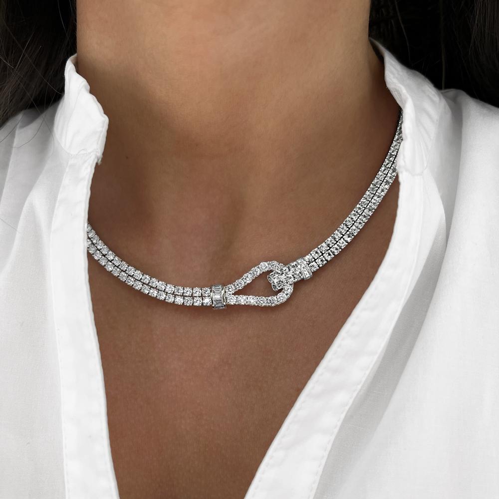 Diamond Lasso Necklace in 18K White Gold by Charles Krypell