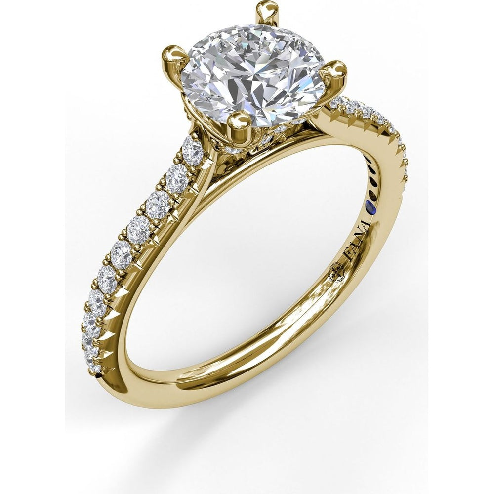 Diamond Lined Engagement Ring Setting with Pavé Side Detail by Fana - 0.31 Carat Total Diamond Weight