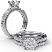 Diamond Lined Engagement Ring Setting with Pavé Side Detail by Fana - 0.31 Carat Total Diamond Weight