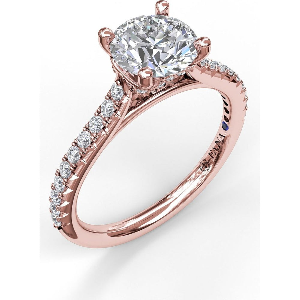 Diamond Lined Engagement Ring Setting with Pavé Side Detail by Fana - 0.31 Carat Total Diamond Weight