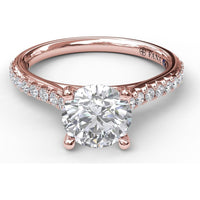 Diamond Lined Engagement Ring Setting with Pavé Side Detail by Fana - 0.31 Carat Total Diamond Weight