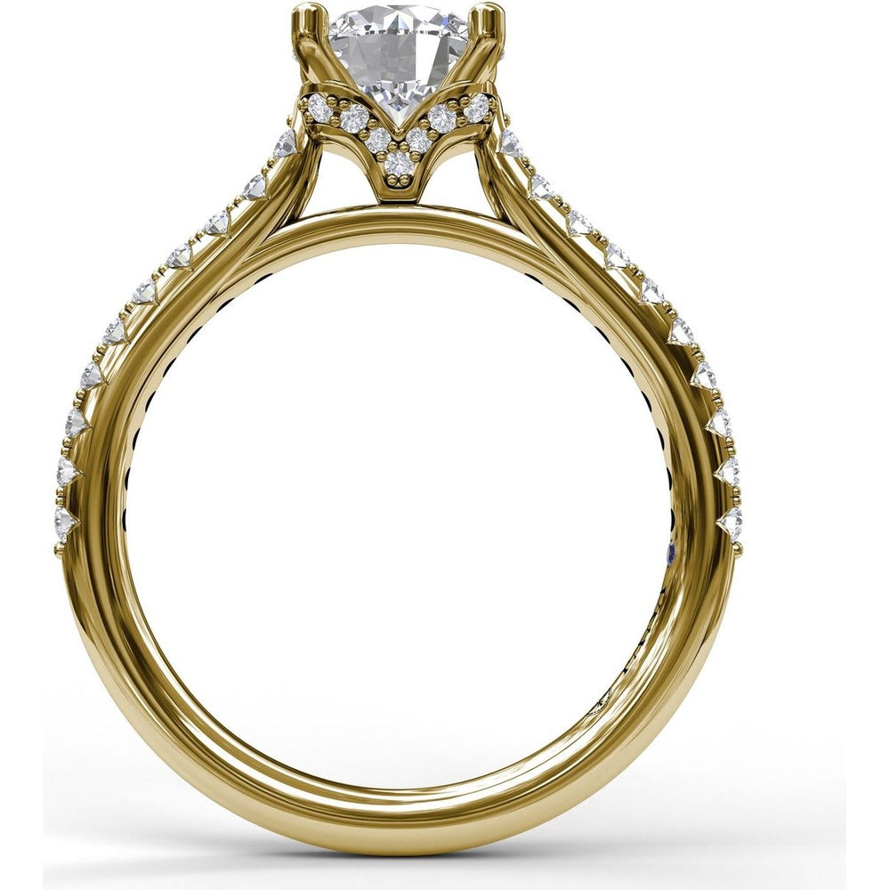 Diamond Lined Engagement Ring Setting with Pavé Side Detail by Fana - 0.31 Carat Total Diamond Weight