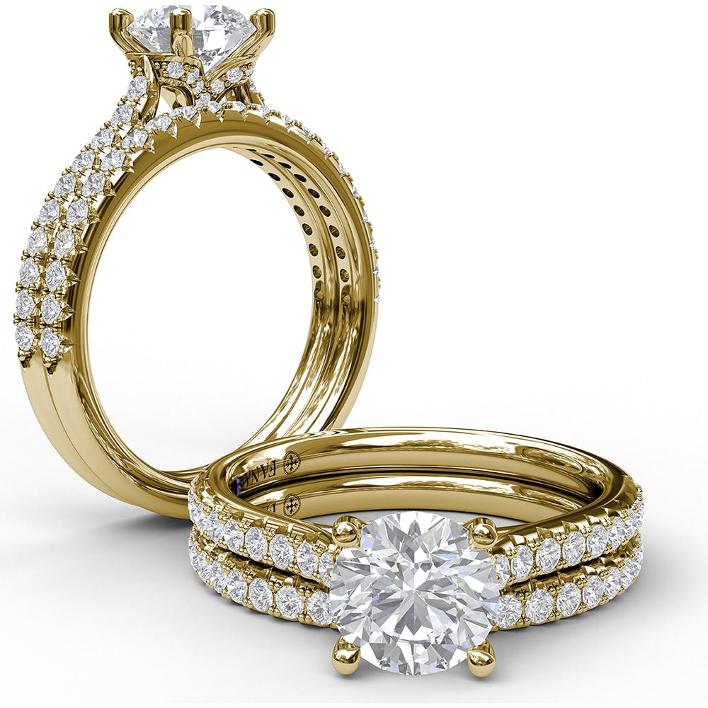 Diamond Lined Engagement Ring Setting with Pavé Side Detail by Fana - 0.31 Carat Total Diamond Weight
