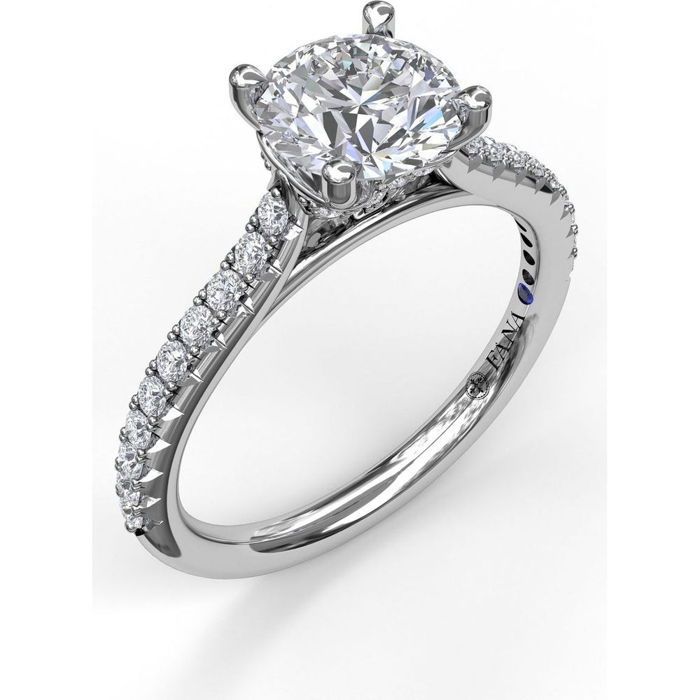 Diamond Lined Engagement Ring Setting with Pavé Side Detail by Fana - 0.31 Carat Total Diamond Weight