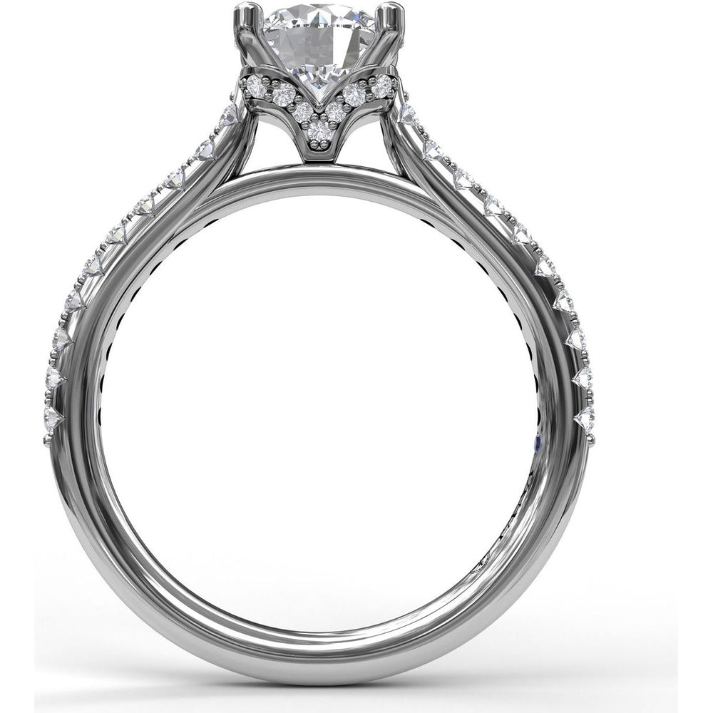 Diamond Lined Engagement Ring Setting with Pavé Side Detail by Fana - 0.31 Carat Total Diamond Weight