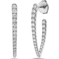 Diamond Marquise Shape In and Out Hoop Earrings in 18K White Gold by Charles Krypell