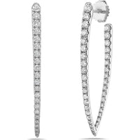 Diamond Marquise Shape In and Out Hoop Earrings in 18K White Gold by Charles Krypell