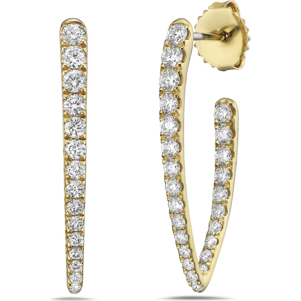 Diamond Marquise Shape In and Out Hoop Earrings in 18K Yellow Gold by Charles Krypell