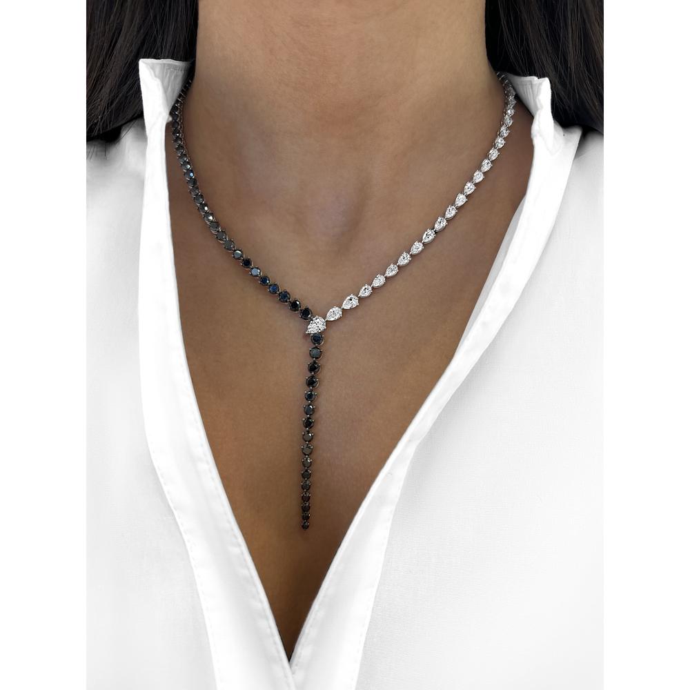 Diamond Nachash Lariat Necklace in 18K White Gold by Charles Krypell