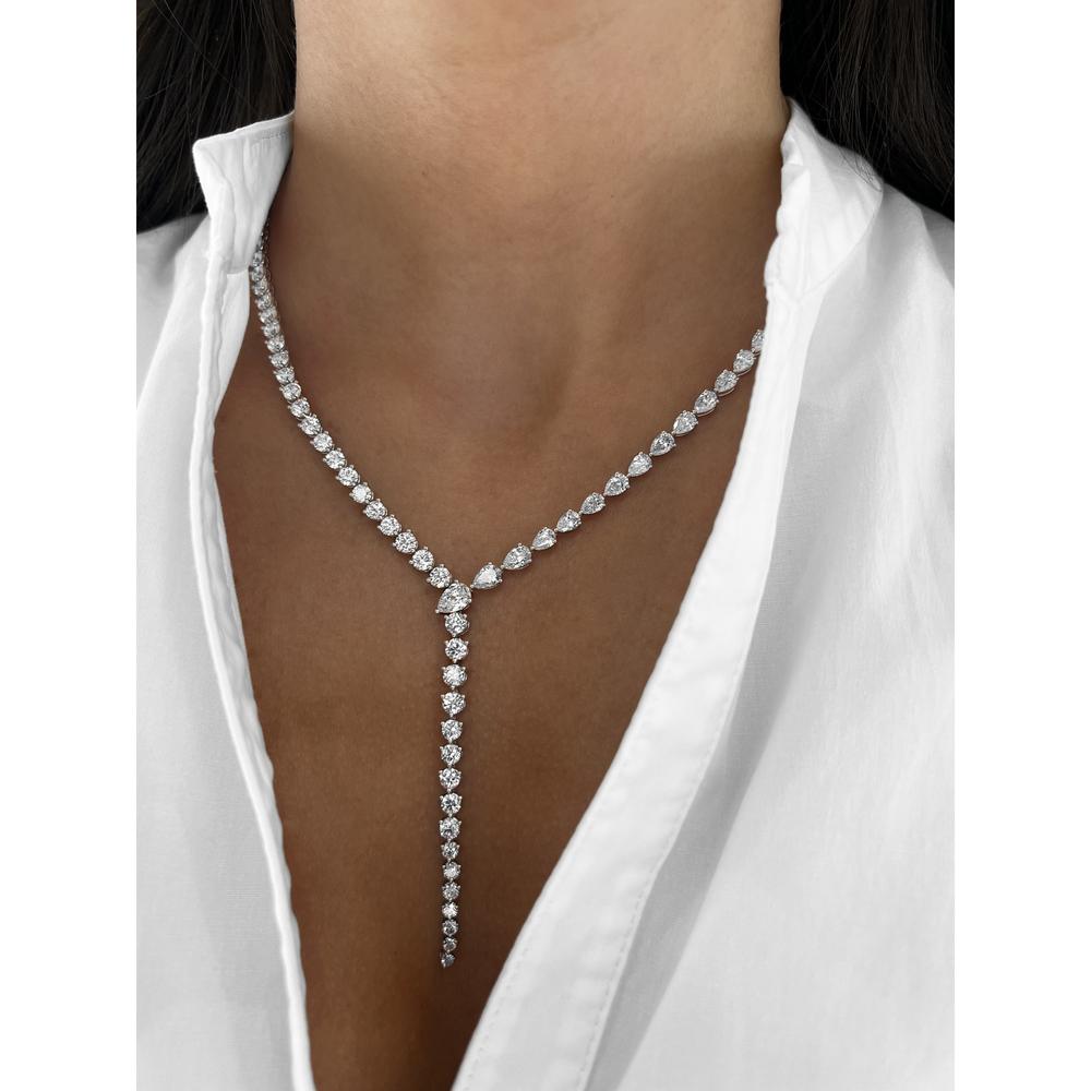 Diamond Nachash Lariat Necklace in Platinum by Charles Krypell