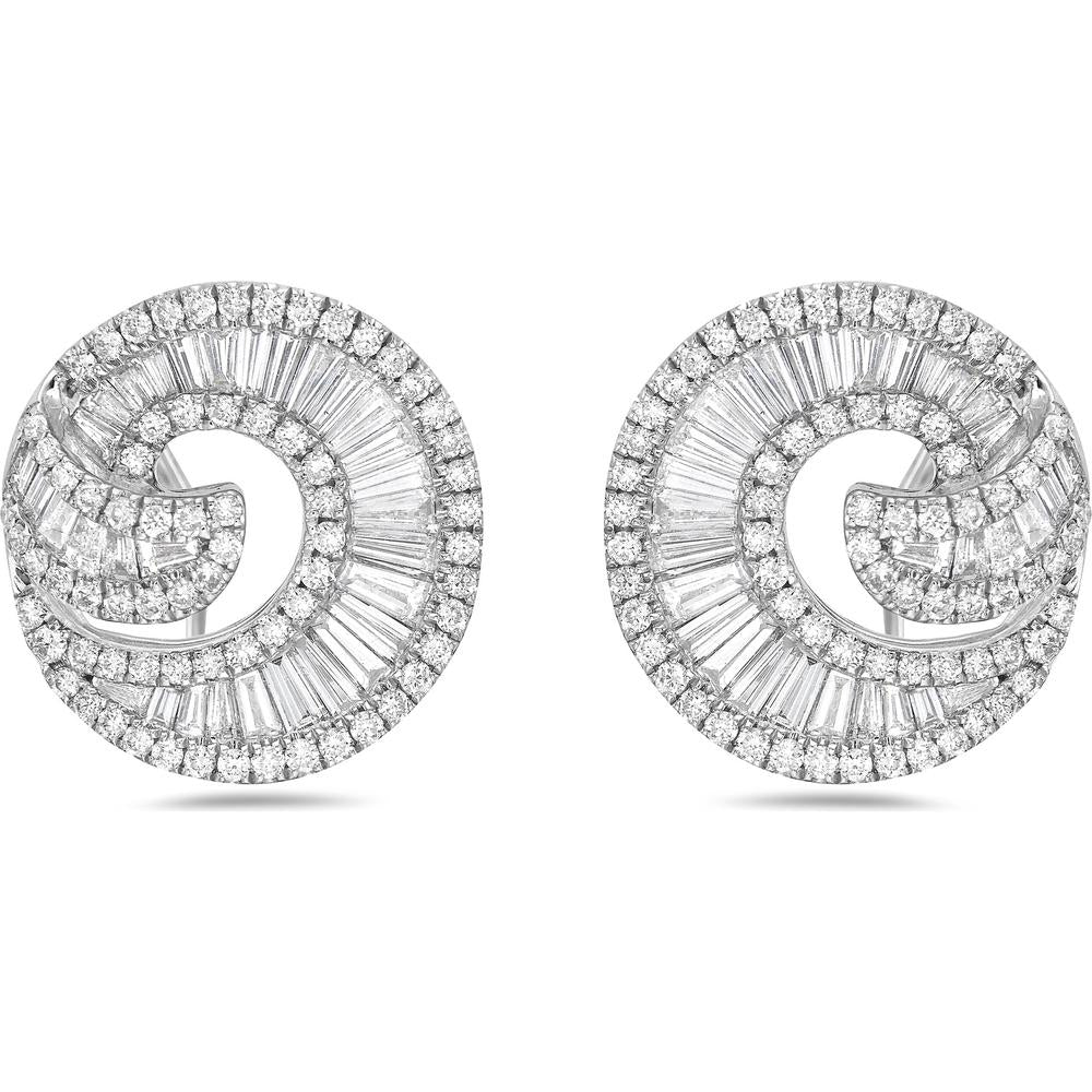 Diamond Nautilus Earrings in 18K White Gold by Charles Krypell
