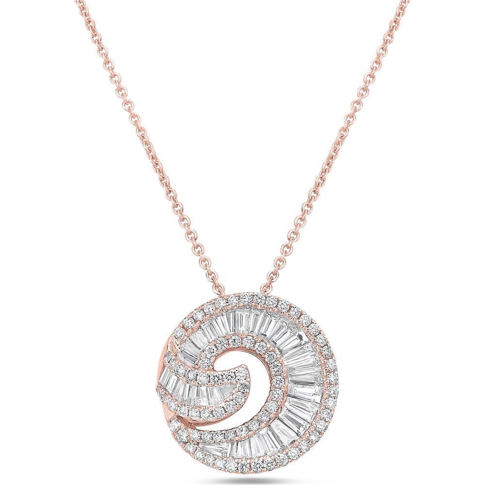 Diamond Nautilus Pendant Necklace in 18K Rose Gold by Charles Krypell