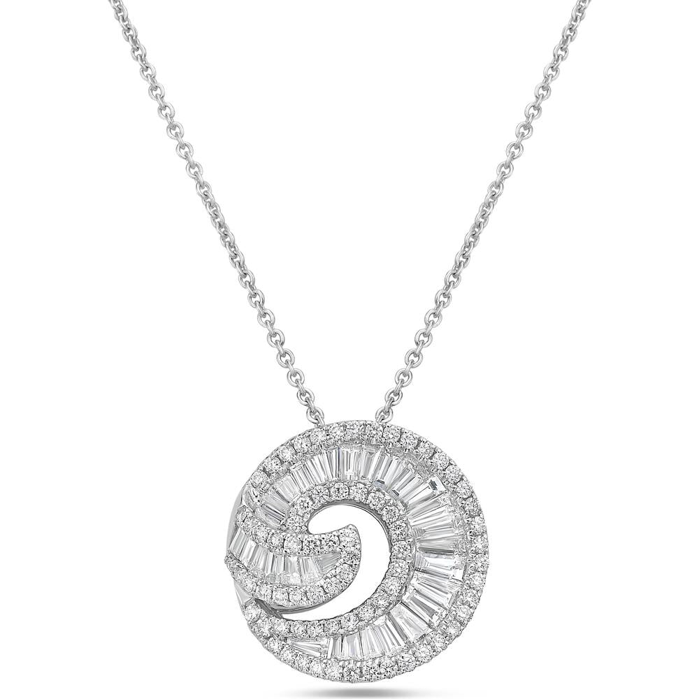Diamond Nautilus Pendant Necklace in 18K White Gold by Charles Krypell
