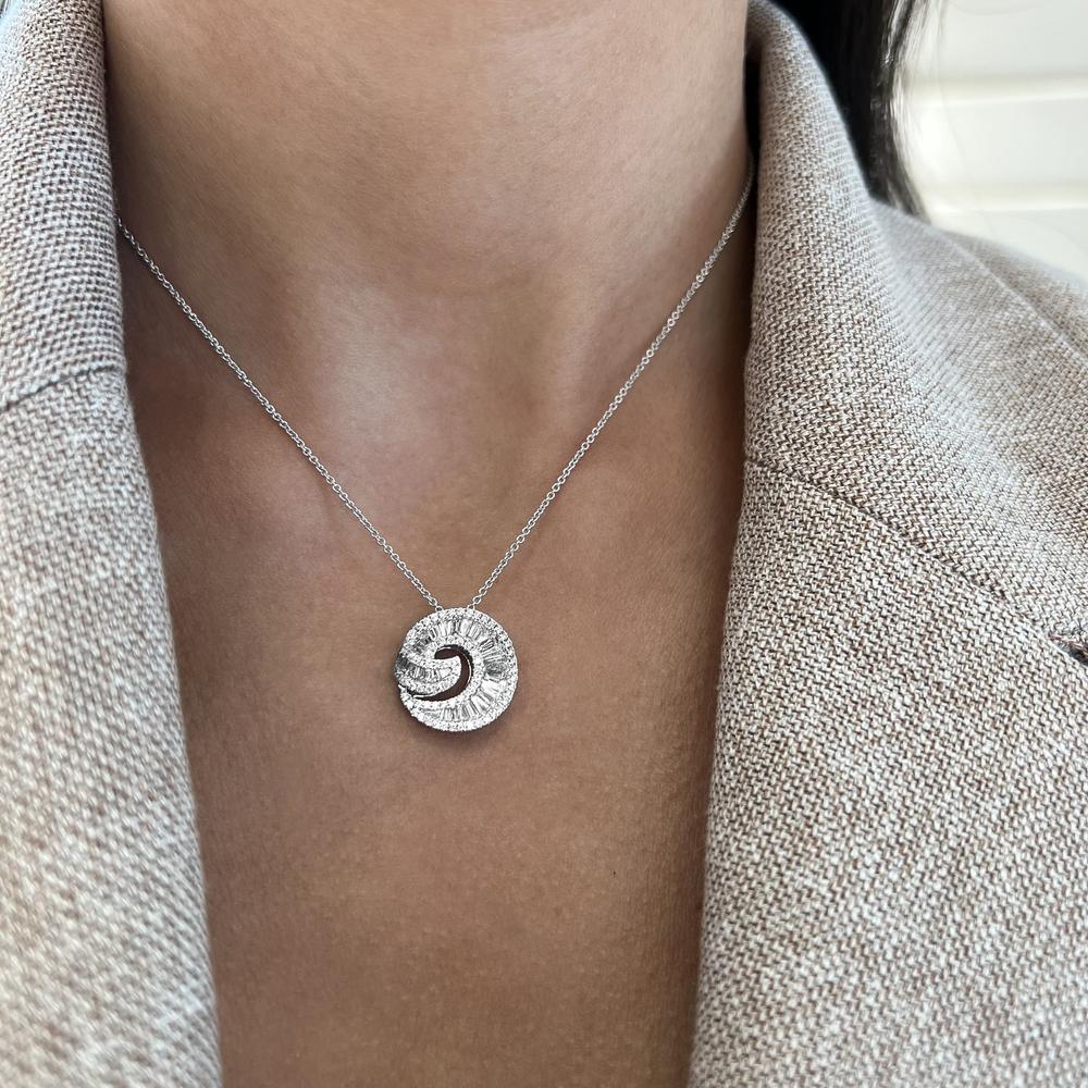 Diamond Nautilus Pendant Necklace in 18K White Gold by Charles Krypell