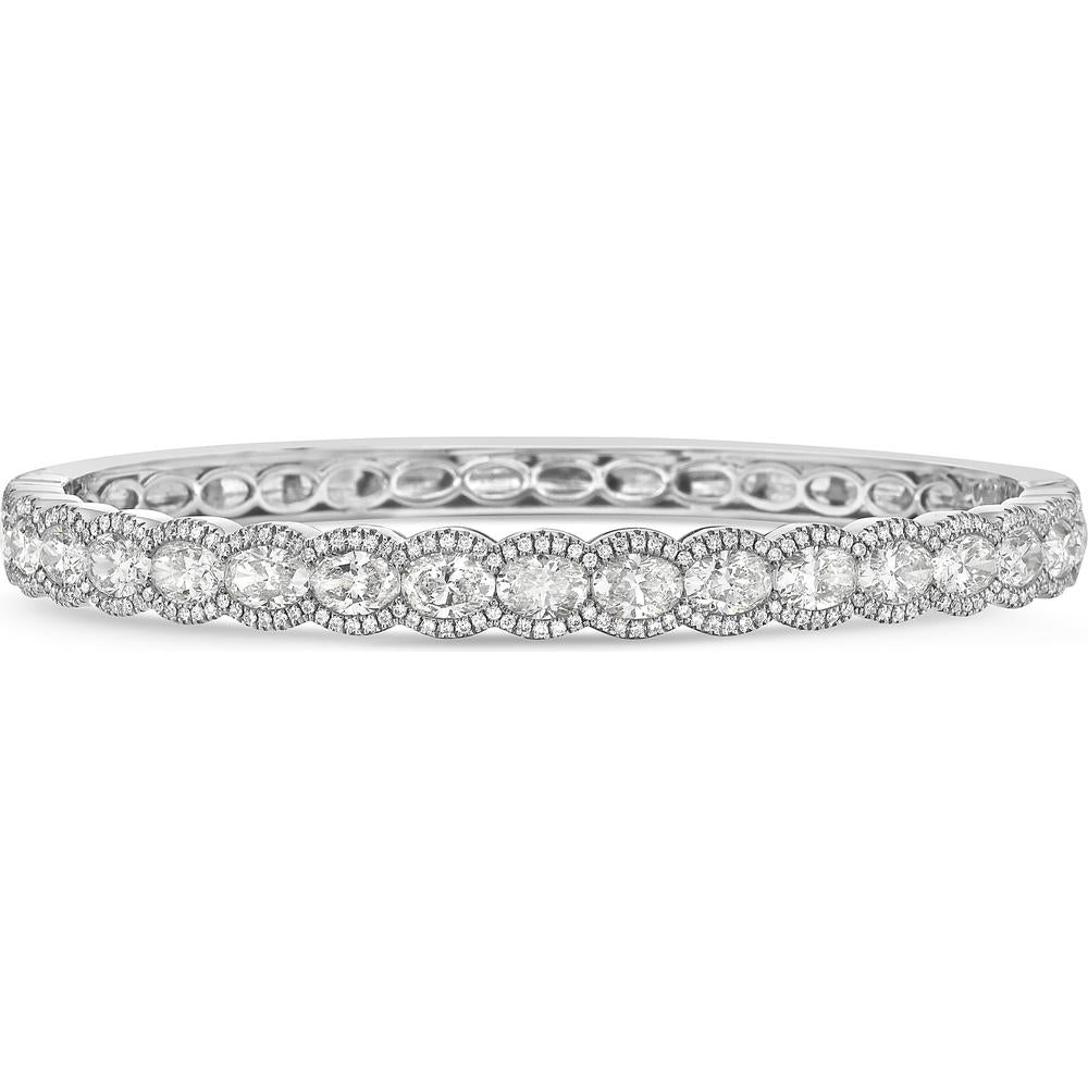 Diamond Oval Bangle Bracelet in 18K White Gold by Charles Krypell