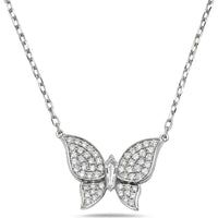 Diamond Pavé Butterfly Necklace in 18K White Gold by Charles Krypell