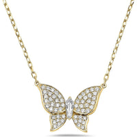 Diamond Pavé Butterfly Necklace in 18K Yellow Gold by Charles Krypell