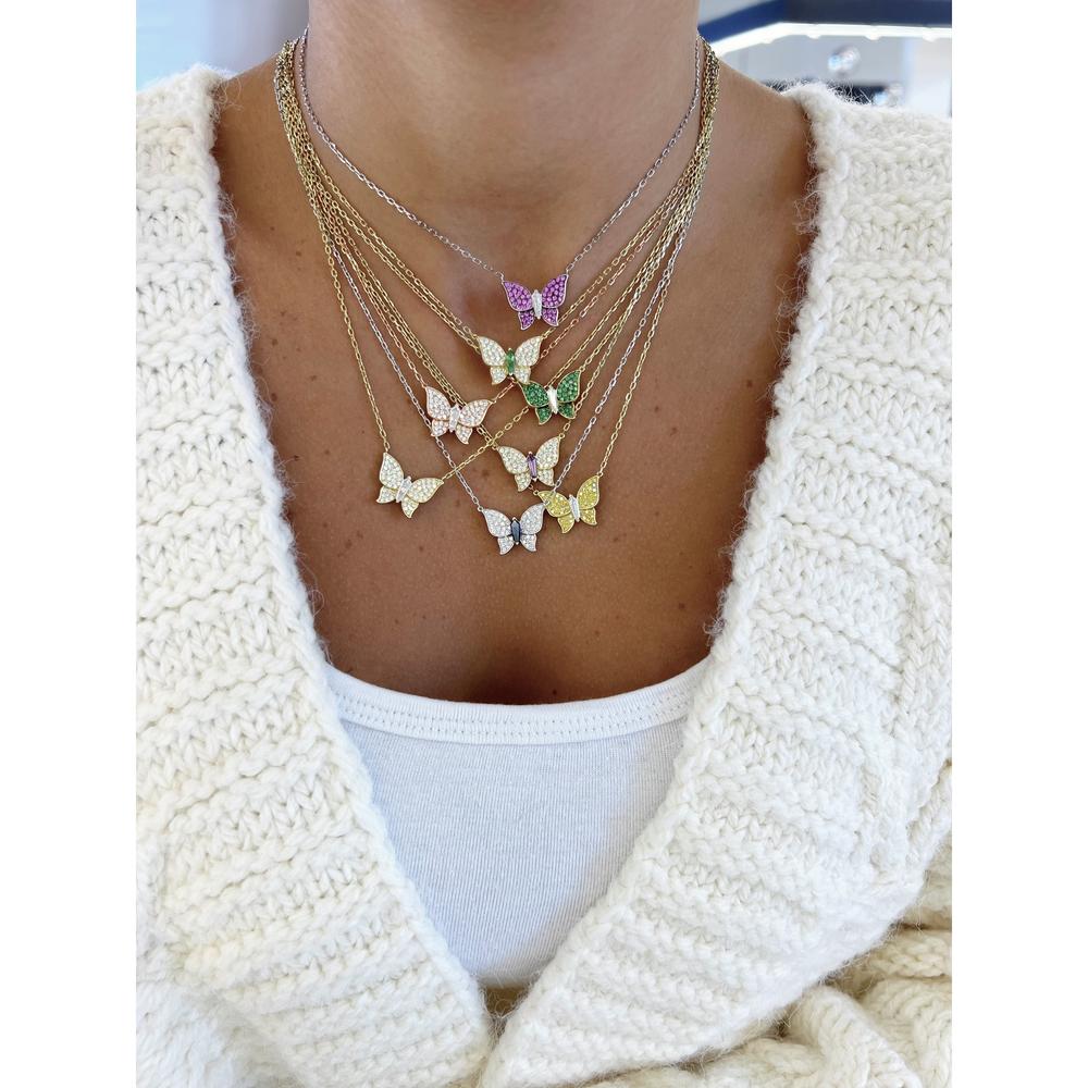 Diamond Pavé Butterfly Necklace in 18K Yellow Gold by Charles Krypell