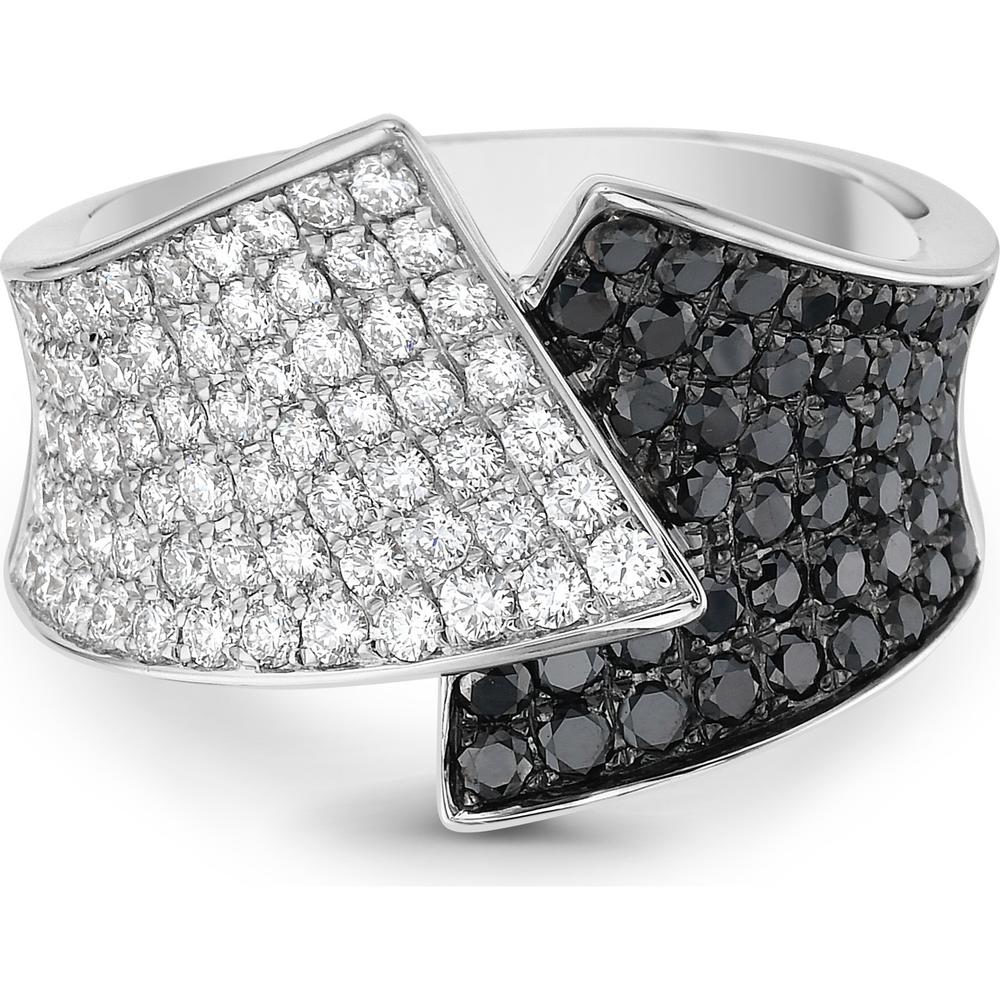 Diamond Pavé Diamond Overlap Ring in 18K White Gold by Charles Krypell