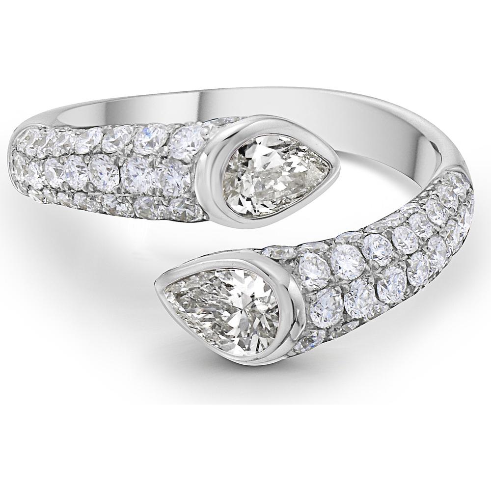 Diamond Pavé Reflection Bypass Ring in 18K White Gold by Charles Krypell