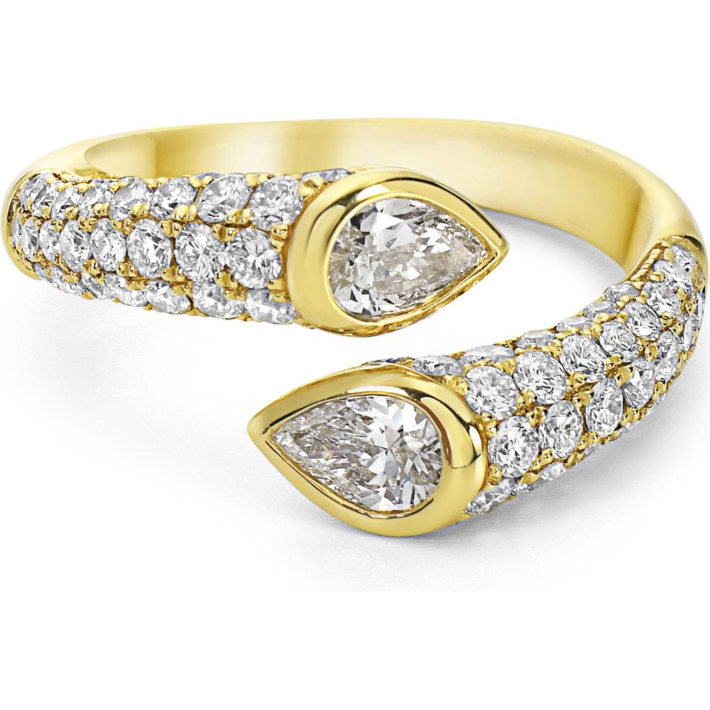 Diamond Pavé Reflection Bypass Ring in 18K Yellow Gold by Charles Krypell