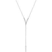 Diamond Pavé V Lariat Necklace in 18K White Gold by Charles Krypell