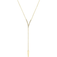 Diamond Pavé V Lariat Necklace in 18K Yellow Gold by Charles Krypell
