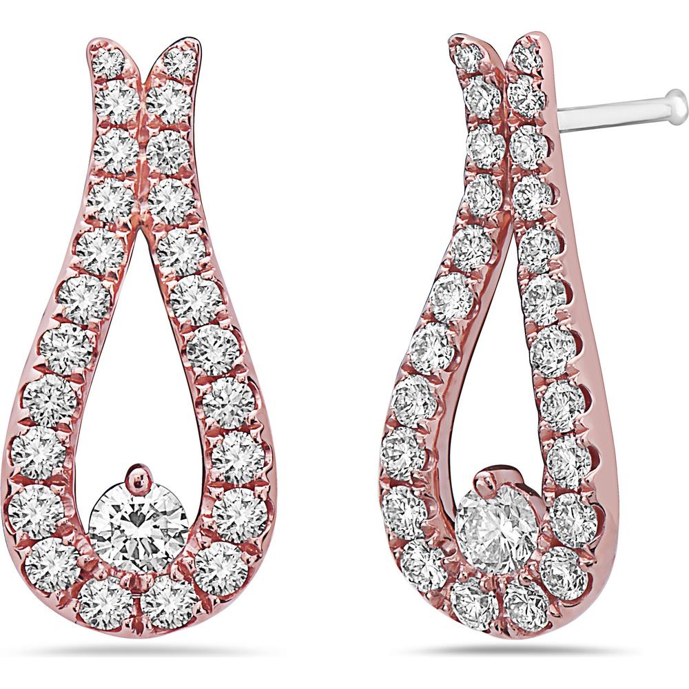 Diamond Pinch Earrings in 18K Rose Gold by Charles Krypell