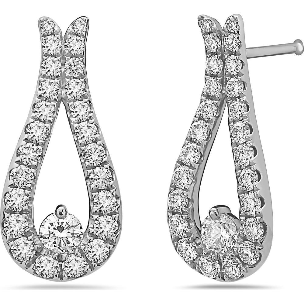 Diamond Pinch Earrings in 18K White Gold by Charles Krypell