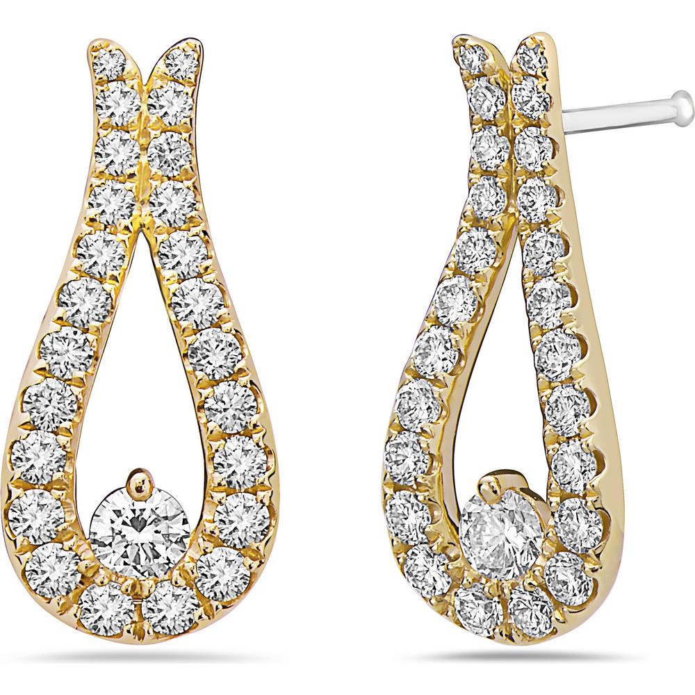 Diamond Pinch Earrings in 18K Yellow Gold by Charles Krypell