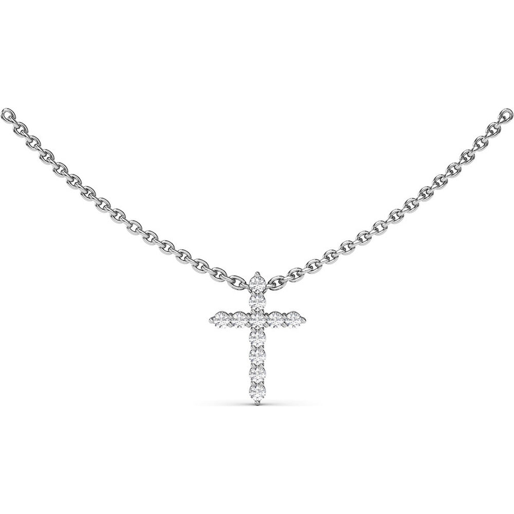 Diamond Prong Cross Pendant Necklace by Fana - 0.20 Carat Total Diamond Weight