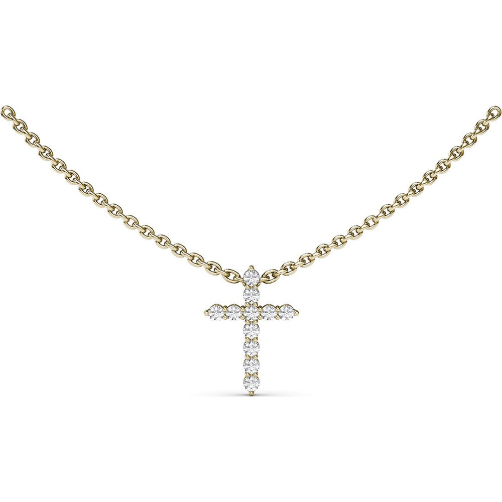 Diamond Prong Cross Pendant Necklace by Fana - 0.20 Carat Total Diamond Weight