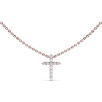 Diamond Prong Cross Pendant Necklace by Fana - 0.20 Carat Total Diamond Weight