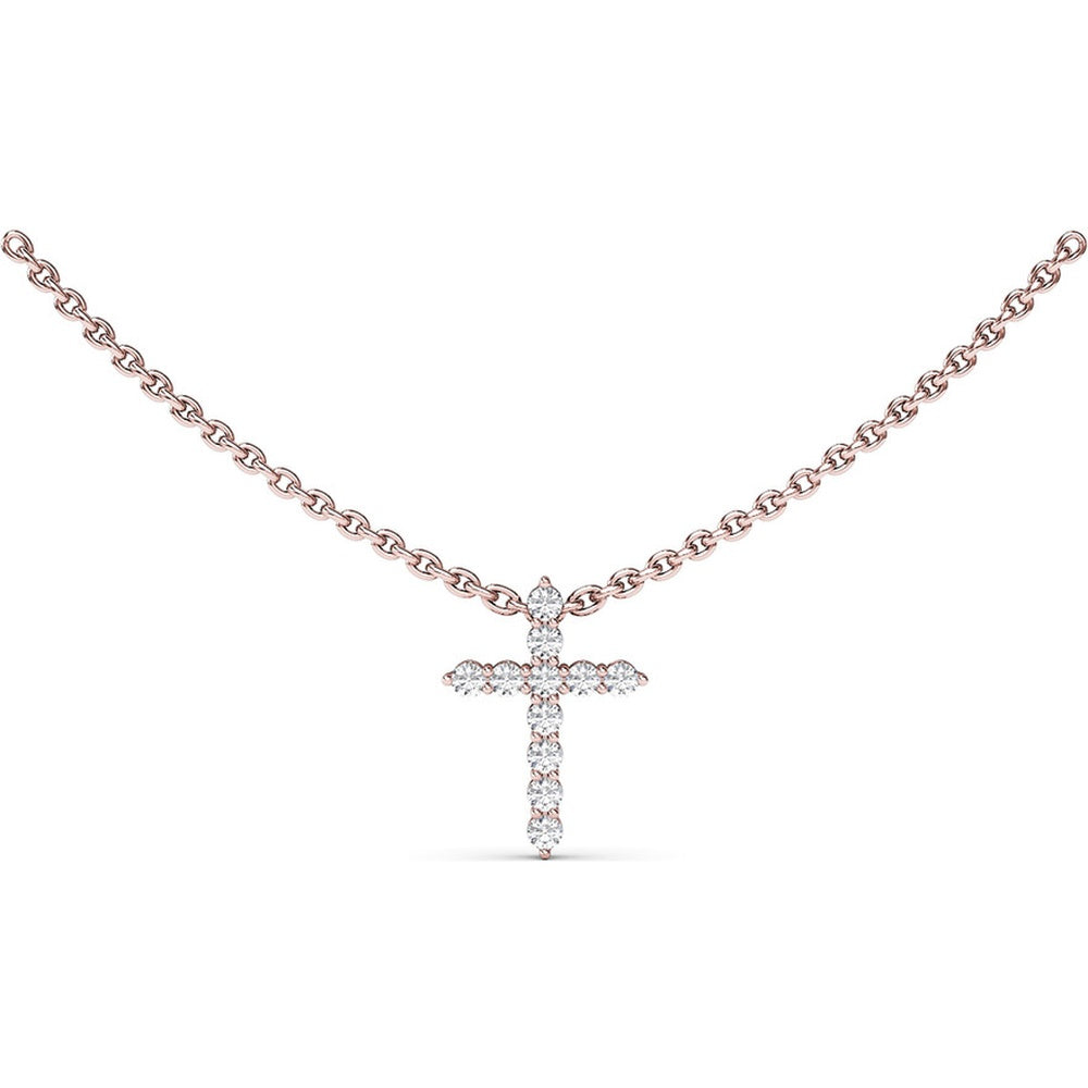 Diamond Prong Cross Pendant Necklace by Fana - 0.20 Carat Total Diamond Weight