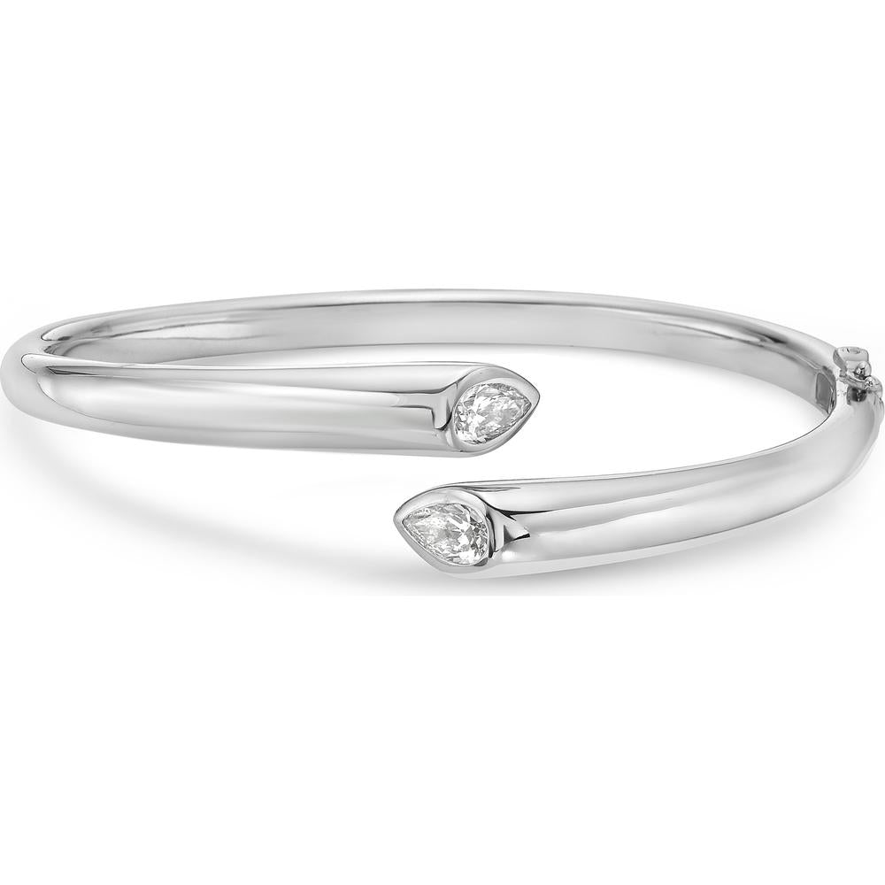 Diamond Reflection Bypass Cuff Bracelet in 18K White Gold by Charles Krypell