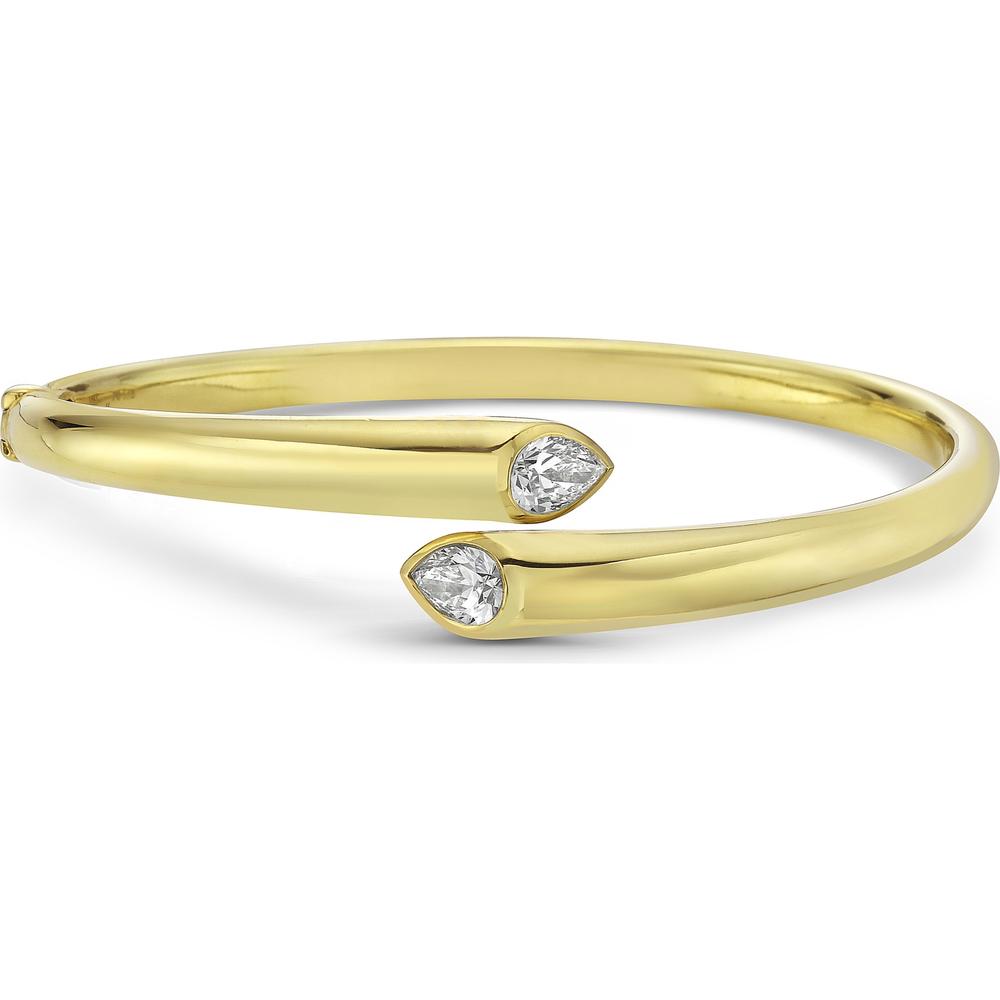 Diamond Reflection Bypass Cuff Bracelet in 18K Yellow Gold by Charles Krypell