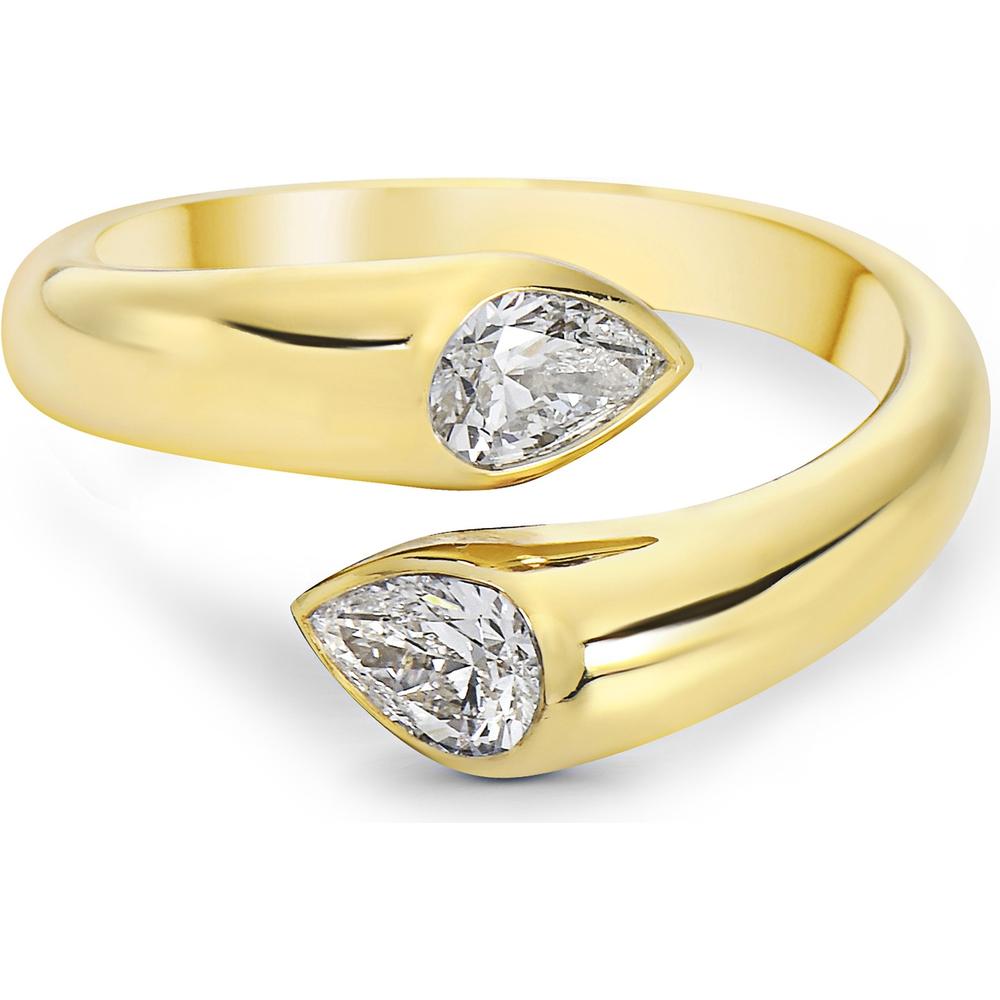 Diamond Reflection Bypass Ring in 18K Yellow Gold by Charles Krypell